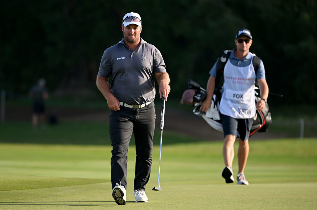 RAS AL KHAIMAH, UNITED ARAB EMIRATES - FEBRUARY 12: Ryan Fox of New Zealand in action during the third round of the Ras Al Khaimah Classic at Al Hamra Golf Club on February 12, 2022 in Ras al Khaimah, United Arab Emirates. tour news (Photo by Ross Kinnaird/Getty Images)