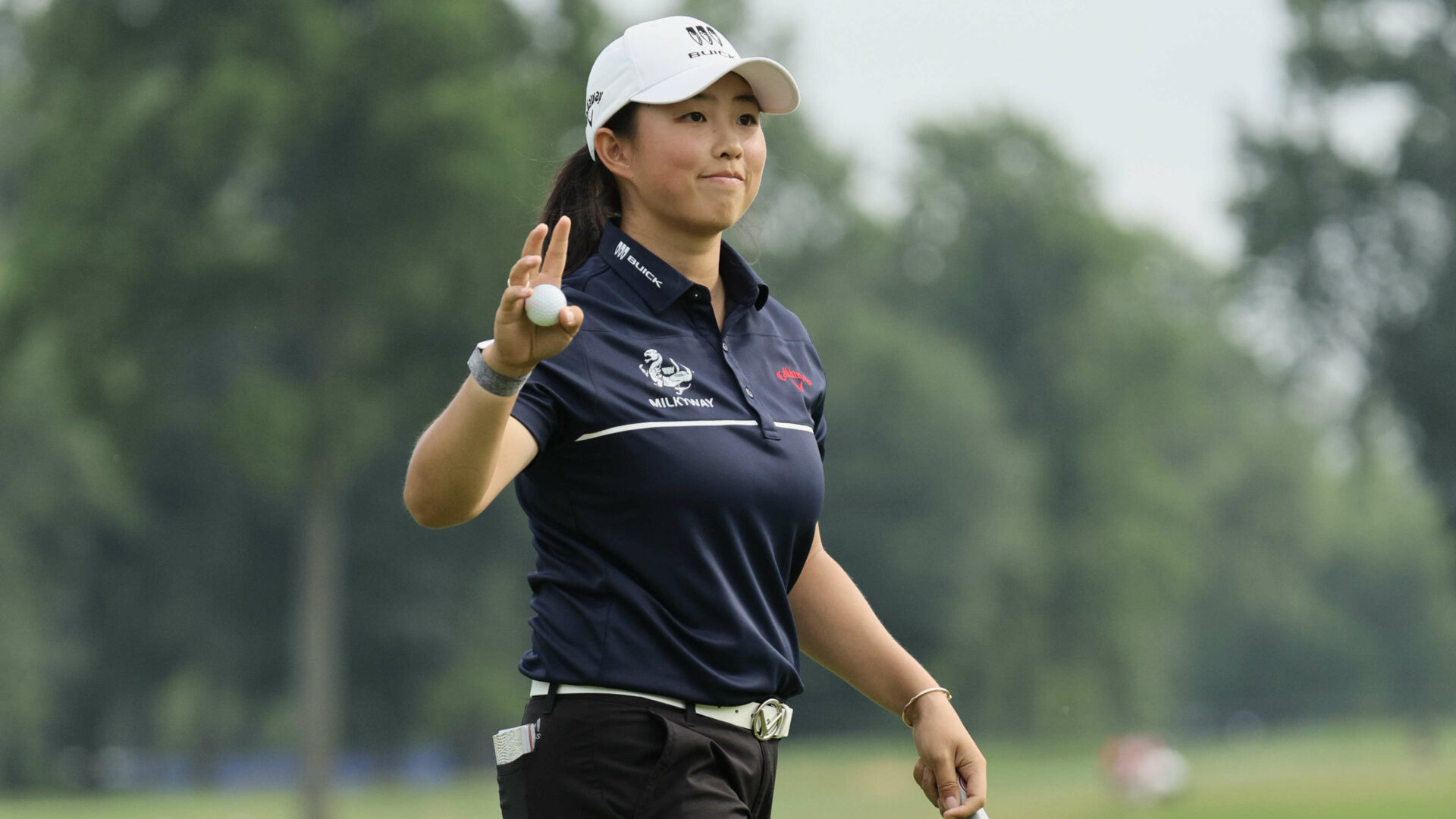 SPRINGFIELD, NEW JERSEY - JUNE 25: Ruoning Yin of China acknowledges fans after making the winning putt on the 18th green during the final round of the KPMG Women's PGA Championship at Baltusrol Golf Club on June 25, 2023 in Springfield, New Jersey. (Photo by Andy Lyons/Getty Images) tour news