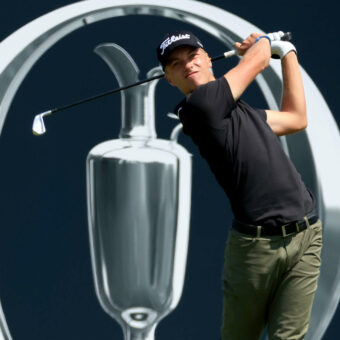 HOYLAKE, ENGLAND - JULY 20: Tiger Christensen of Germany plays his tee shot on the eighth hole during the first round of The 151st Open at Royal Liverpool Golf Club on July 20, 2023 in Hoylake, England. (Photo by David Cannon/Getty Images)