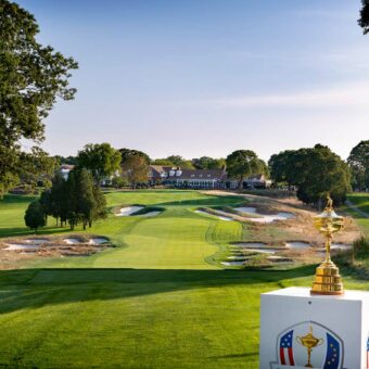 The Ryder Cup Trophy in Bethpage Black