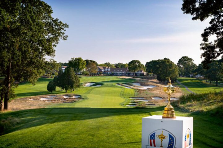 The Ryder Cup Trophy in Bethpage Black