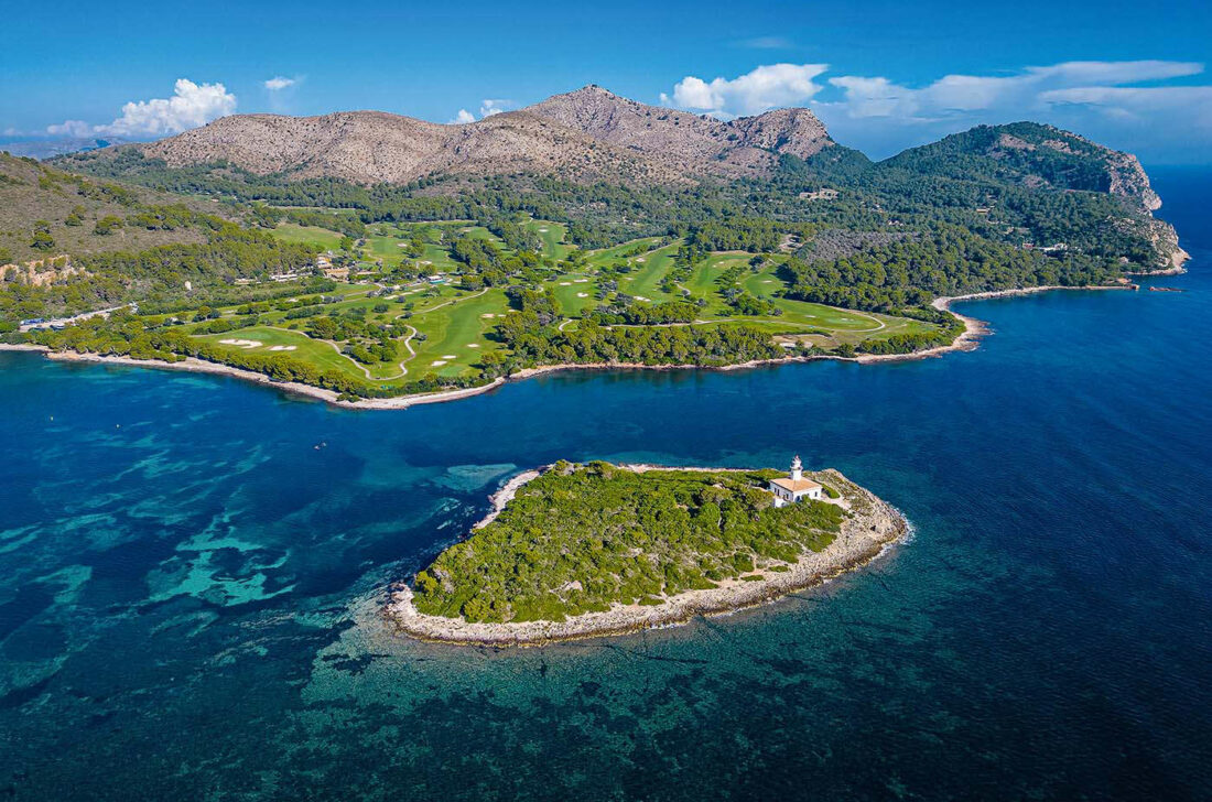 ALCUDIA, SPAIN - NOVEMBER 01: (EDITORS NOTE: This photograph was taken using a drone.) General view for the Club de Golf Alcanada prior to the Rolex Challenge Tour Grand Final supported by The R&A 2022 at Club de Golf Alcanada on November 1, 2022 in Alcudia, Spain. (Photo by Octavio Passos/Getty Images). Rolex Challenge Tour Grand Final supported by The R&A 2022 - Previews